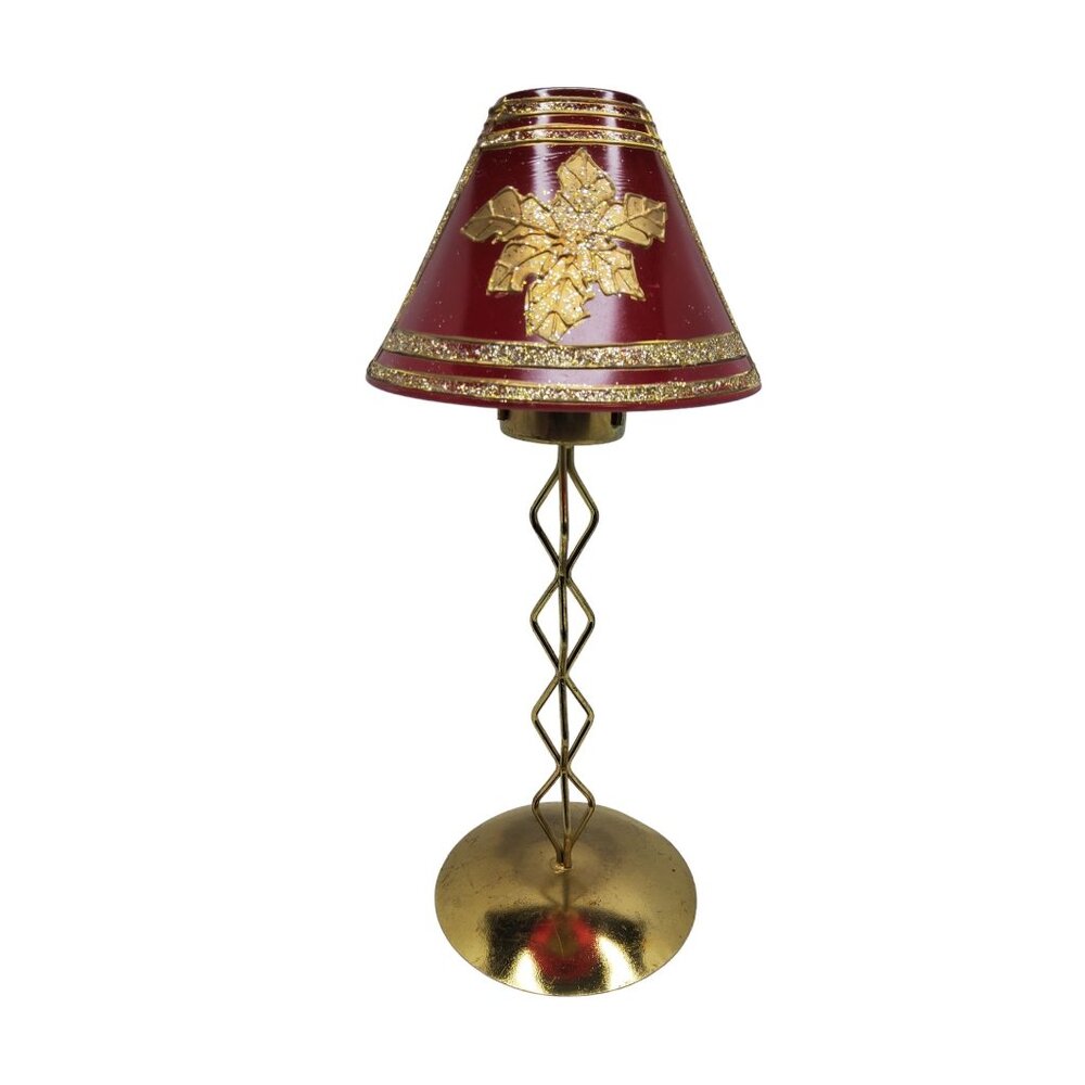 vintage brass painted glass shade christmas theme votive candle holders